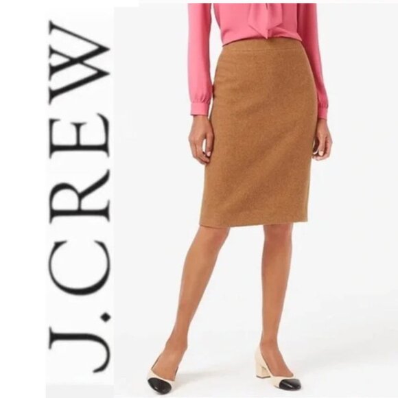 J. Crew Wool Tan Pencil Skirt Size 4 | Classic Workwear - Picture 1 of 15